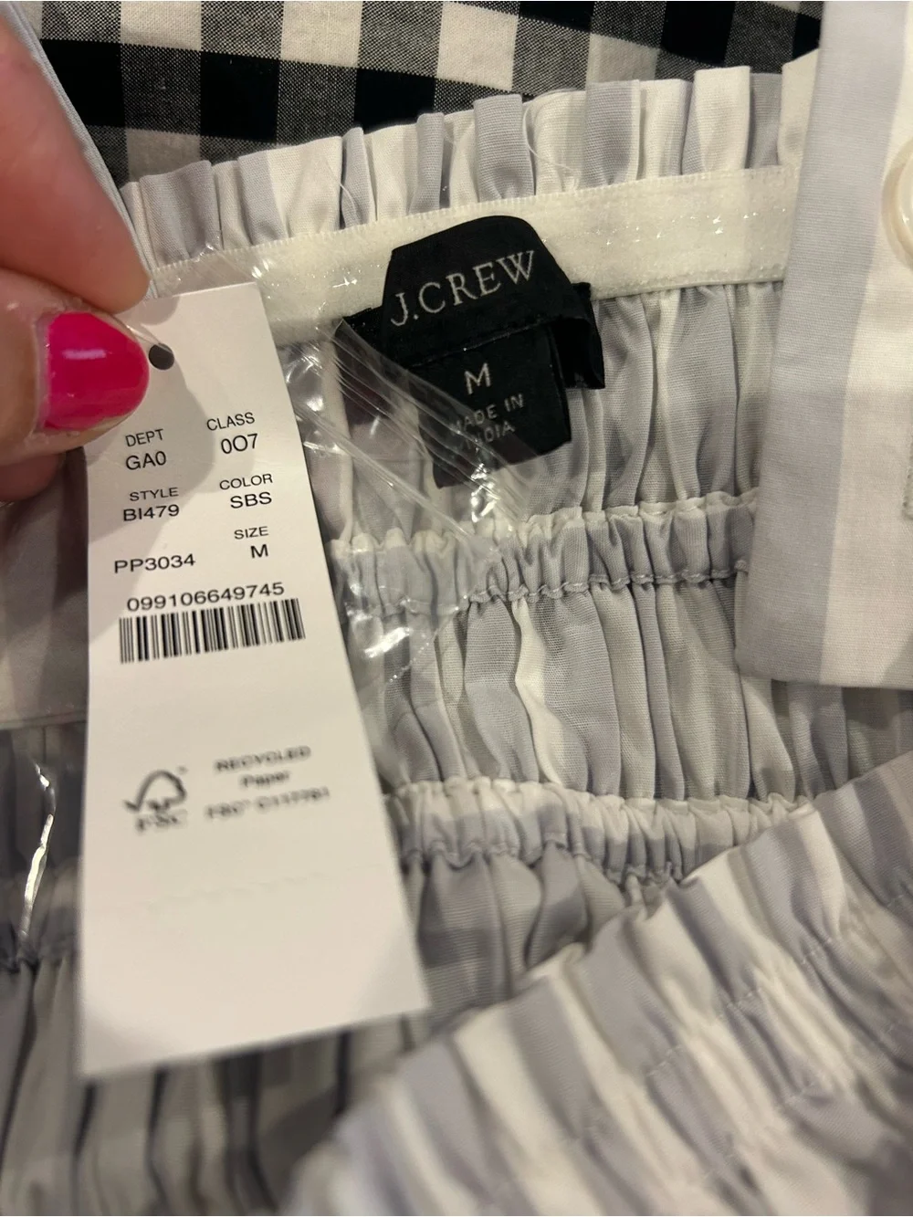 J. Crew White Smocked Crop Tank with Striped Straps